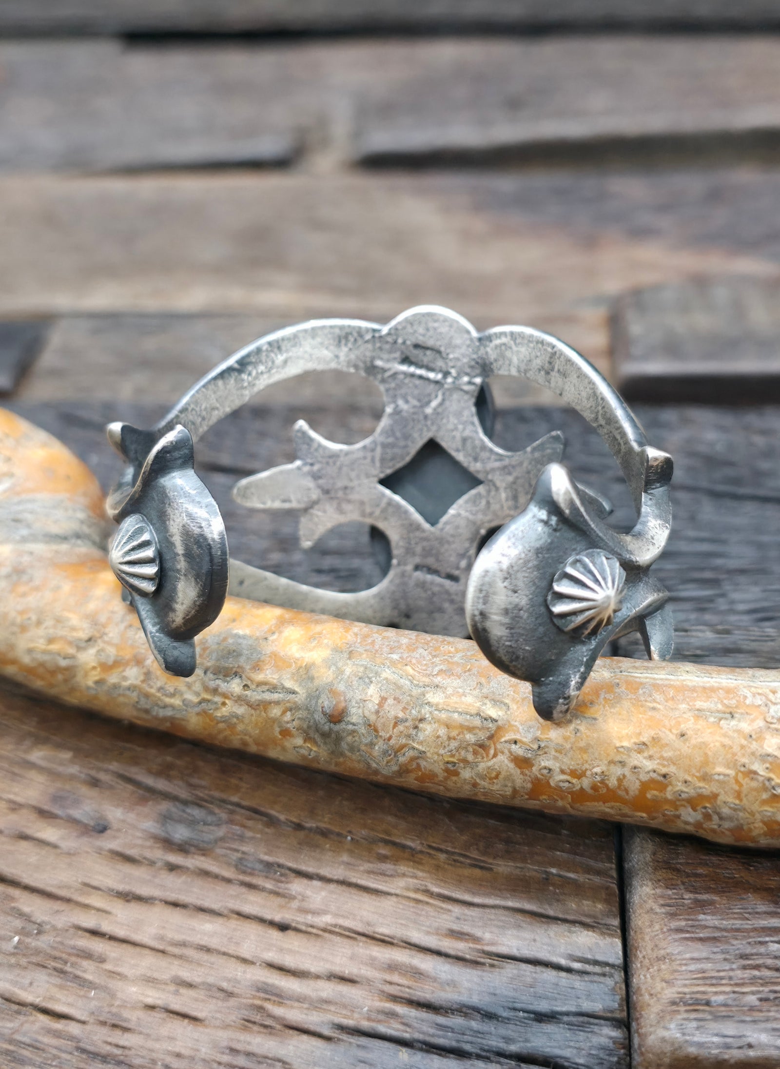 Cast Sterling Silver Two Stone Sonoran Turquoise Cuff - 5 3/4 in. with Gap