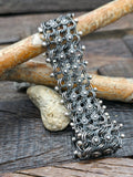 Sterling Silver Flower Chain Mail Bracelet - 9 in.