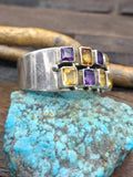 Citrine Amethyst and Sterling Silver Bracelet by Paul Livingston - 7 in. w/gap