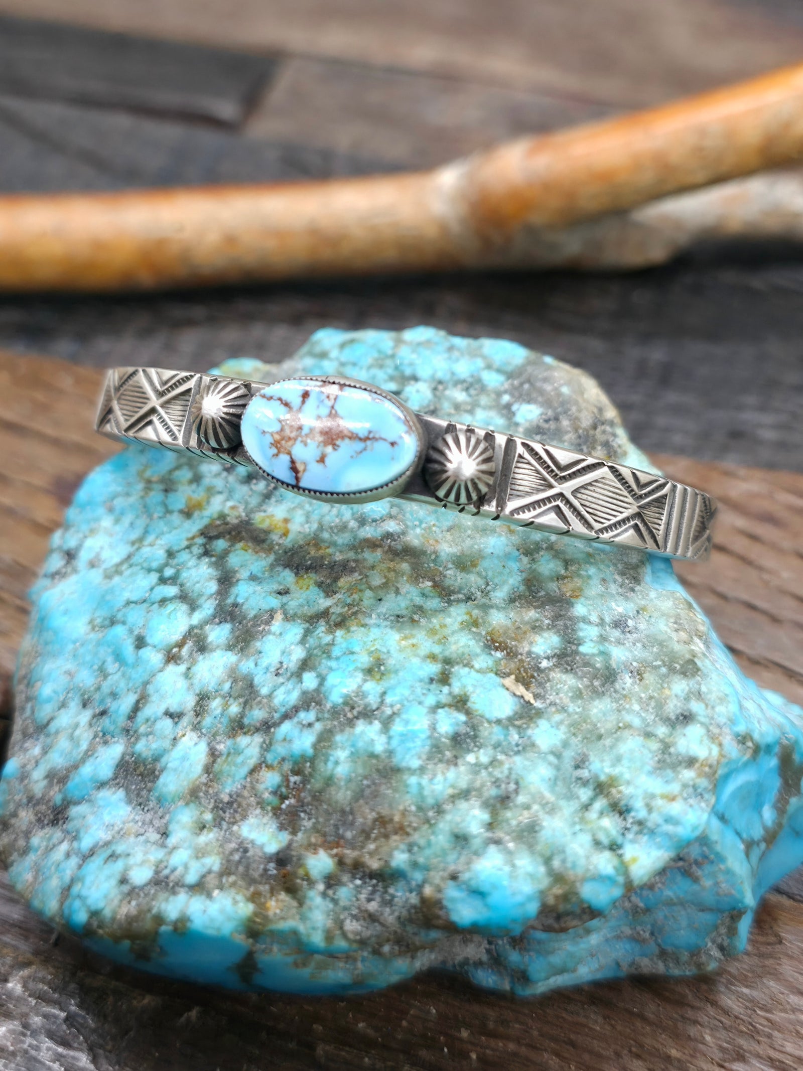 Sterling Silver Golden Hill Turquoise Cuff by Calvin Martinez - 6 1/4 in. with Gap