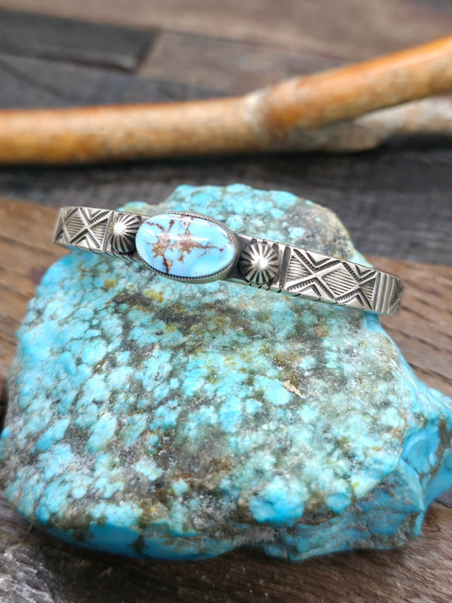 Sterling Silver Golden Hill Turquoise Cuff by Calvin Martinez - 6 1/4 in. with Gap