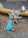Stamped Sterling Silver Turquoise Katchina Pendant by F. Charley