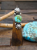 Sonoran Turquoise Two Starshot Sterling Silver Ring by Mary Ellen - Size 7 1/2