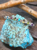 Sterling Silver Turquoise and Faceted Multi Stone Bracelet by Sheena Jack - 6 3/4 in. with Gap