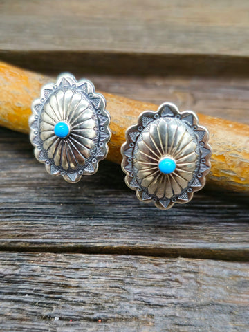 Large Stamped Sterling Silver Post Earrings