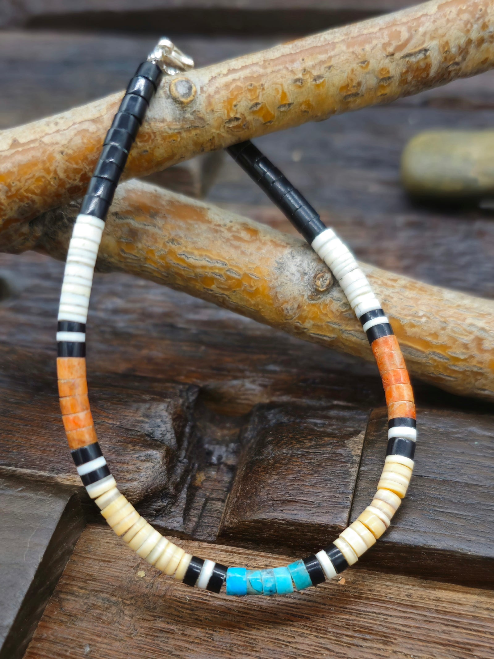 Santo Domingo Colorblock Bracelet by Dorene Calabaza 7.5 in.