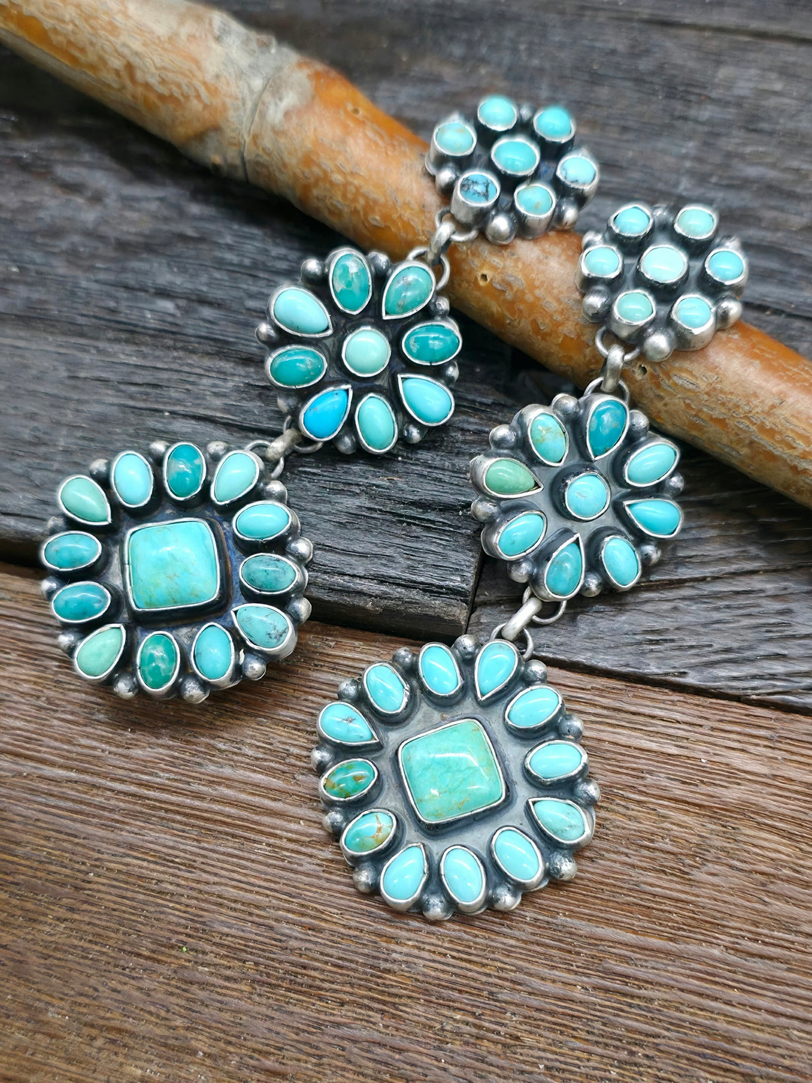 Sterling Silver Turquoise Chandelier Earrings by Veronica Lee