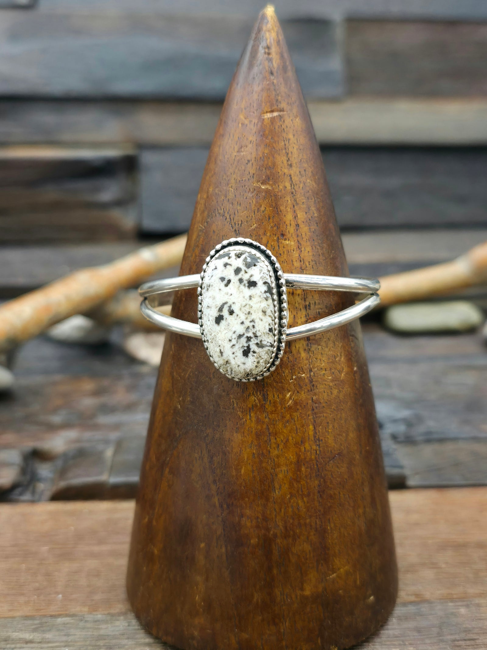 Sterling Silver White Buffalo Cuff by Rosella Paxton - 6 1/2 in.