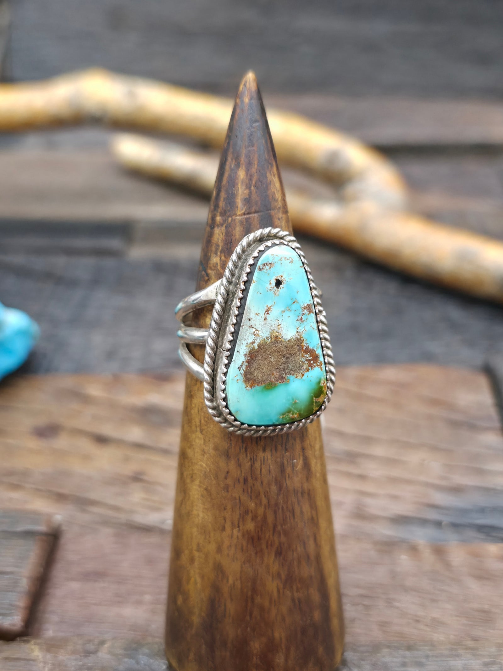 Sterling Silver Royston Turquoise Ring by Benny Benally - Size 11