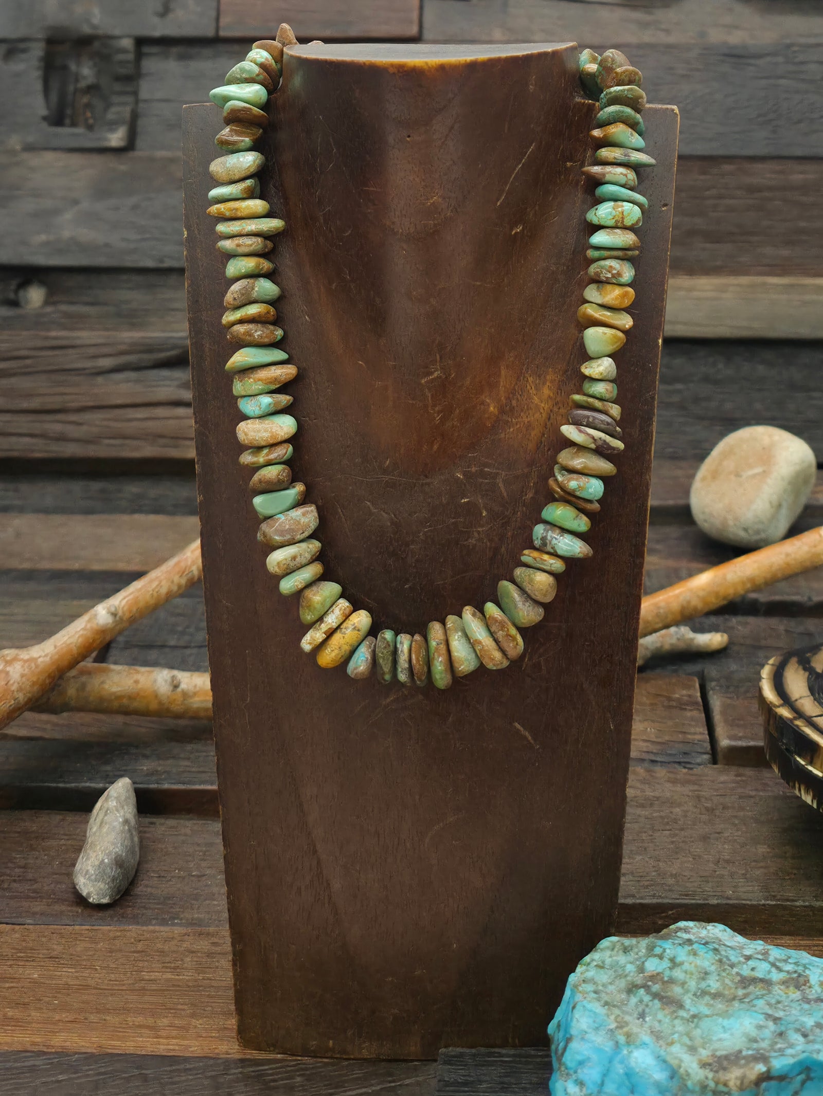 Green Sky Horse Turquoise Brown Matrix Necklace - 16 in.