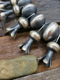 Sterling Silver Royston Turquoise Squash Blossom Necklace by Ernest Begay - 28 in.