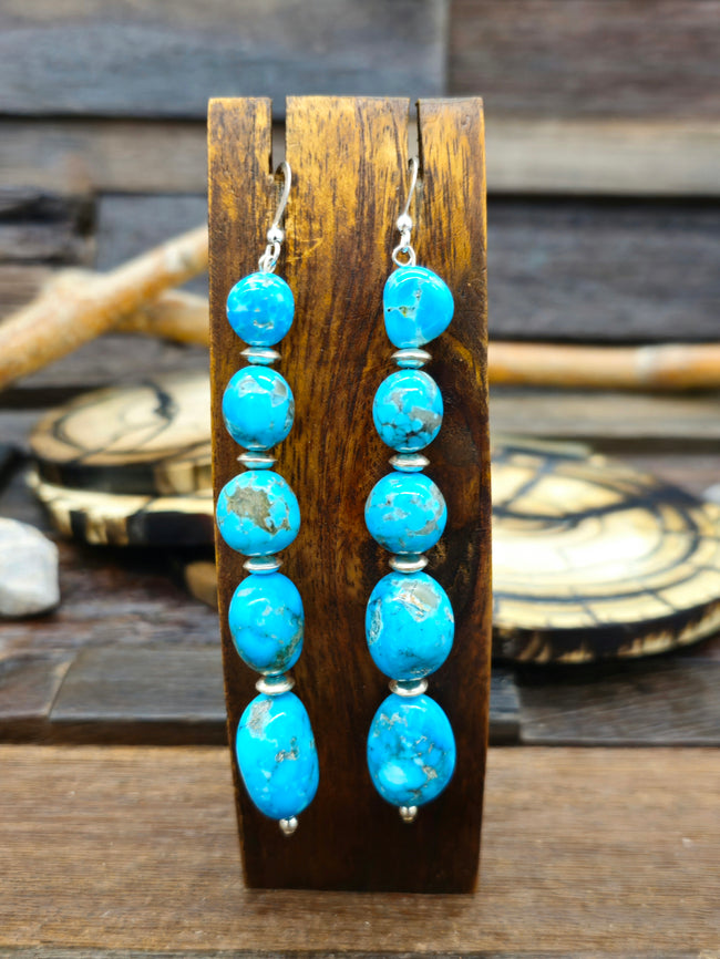 Long Turquoise Nugget Earrings by Fred Archuleta