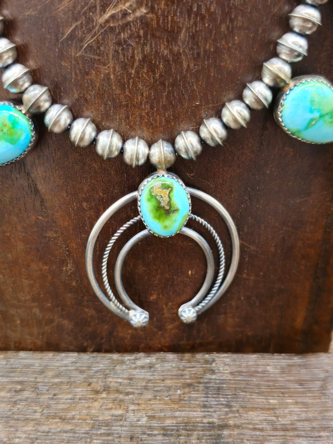 Sterling Silver Sonoran Squash Blossom Necklace and Earring Set by Phil Garcia - 20 in