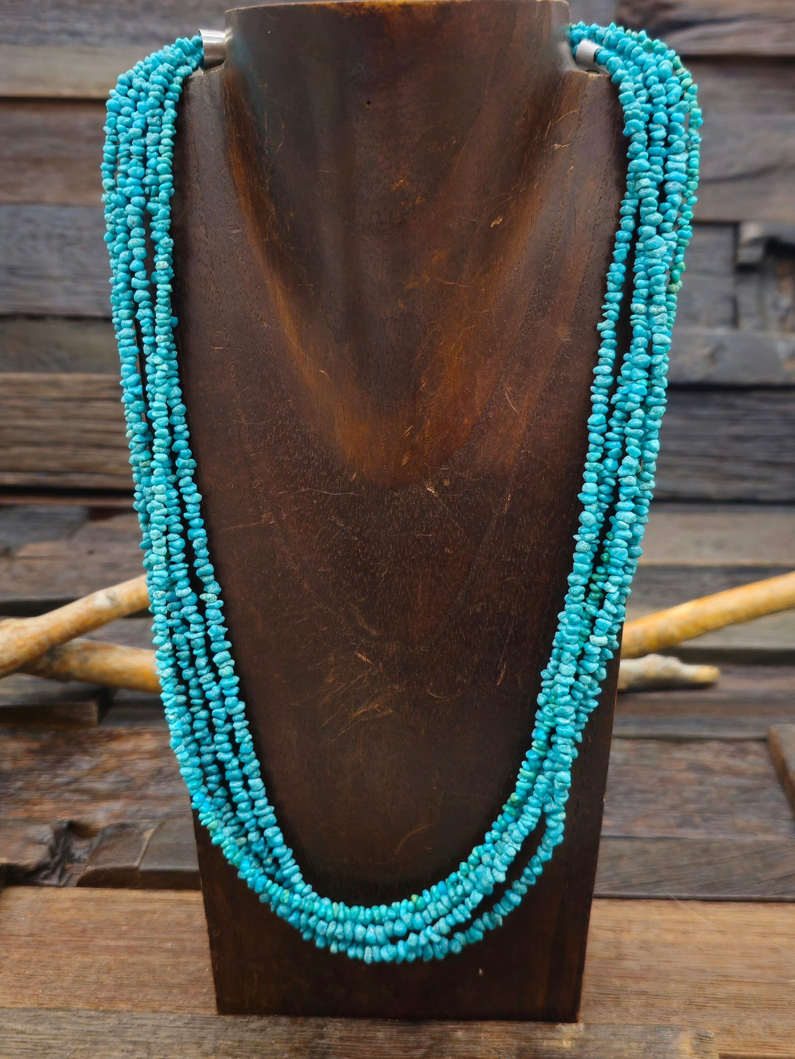 Five-Strand Blue Turquoise Nugget Bead Necklace - 22 in.