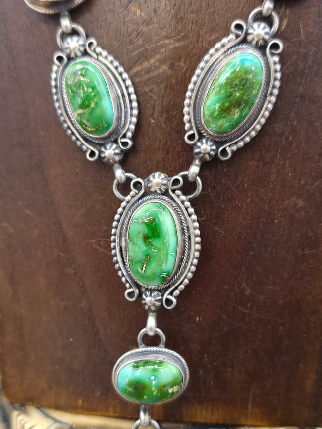 Sonoran Turquoise Lariat Necklace and Earring Set by Kathleen Livingston - 26 in. with 5 1/2 in. Drop