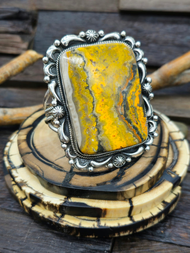Sterling Silver Bumblebee Jasper Cuff by Richard Jim - 6 3/4 in.