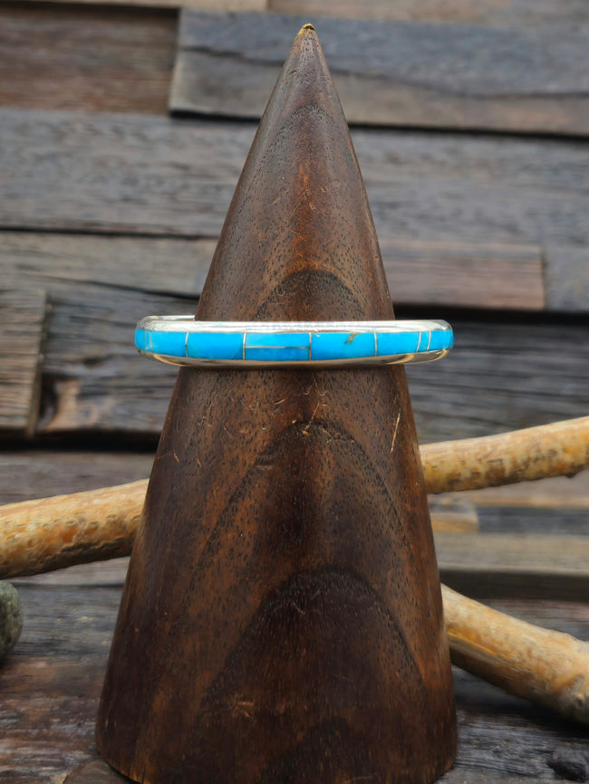 Turquoise Inlay Sterling Silver Cuff - 6 1/4 in.