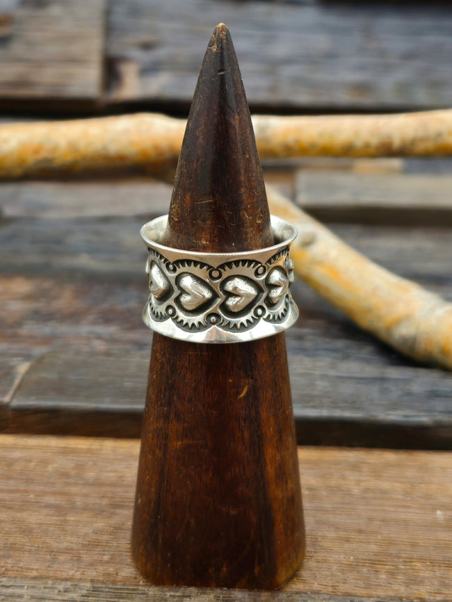 Stamped Sterling Silver Cigar Band Ring by Sunshine Reeves - Size 12