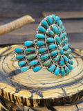 Blue and Green Turquoise Cluster Bracelet 6 1/2 in.
