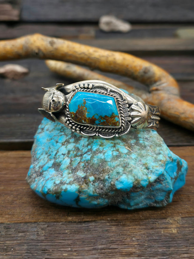 Sterling Silver Turquoise Kachina Cuff by Bennie Ration - 6 3/4 in.