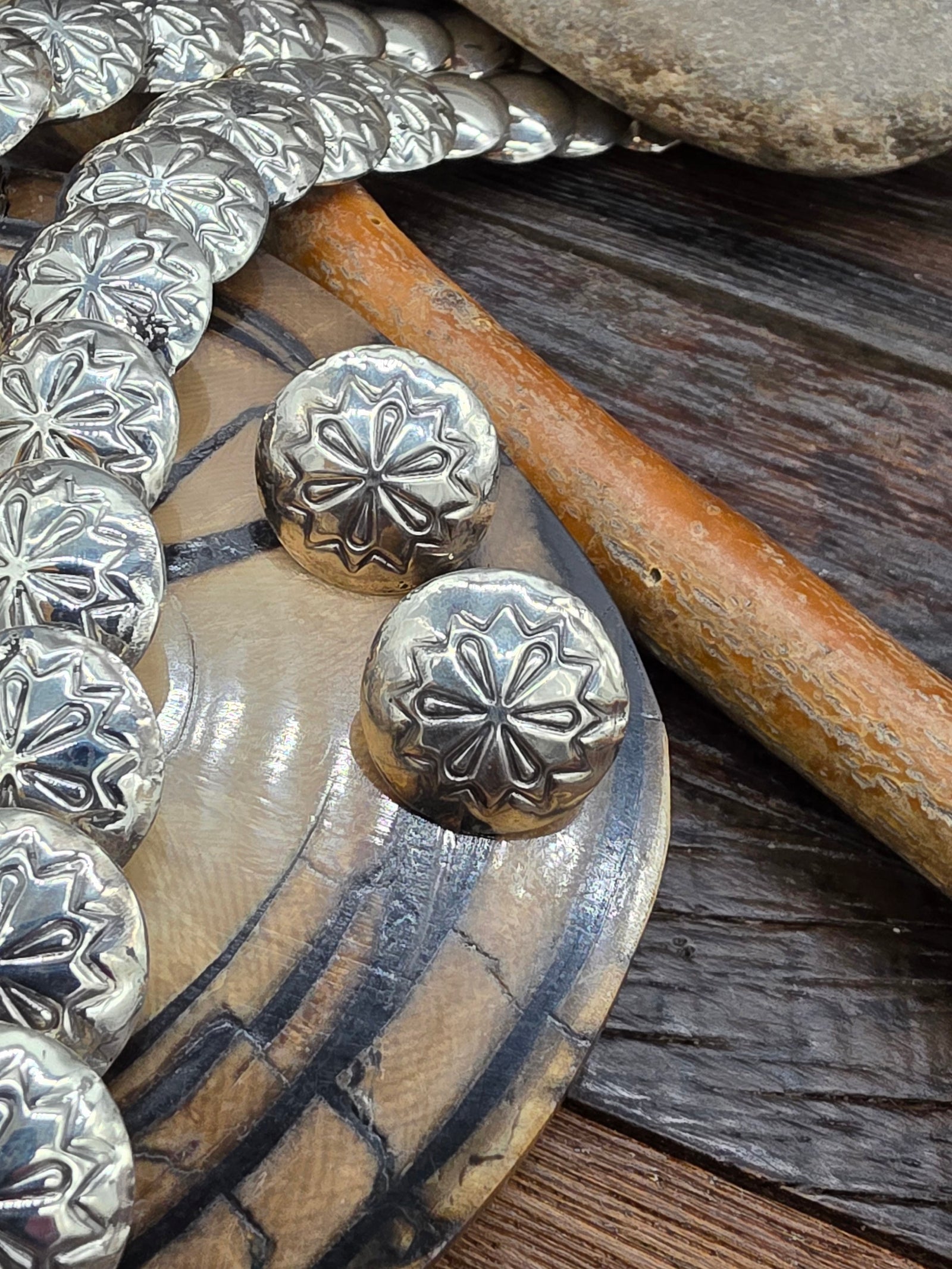 One-Stone High-Shine Sterling Silver Pillow Bead Necklace and Earring Set by Carol Smith - 22 in.