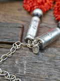 Ten Strand Coral Necklace with Stamped Sterling Silver by Fred Archuleta - 23 in. with 6 1/2 in. Extender
