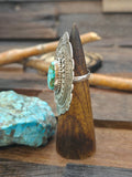 Stamped Sterling Silver Turquoise Statement Ring by  - Adjustable