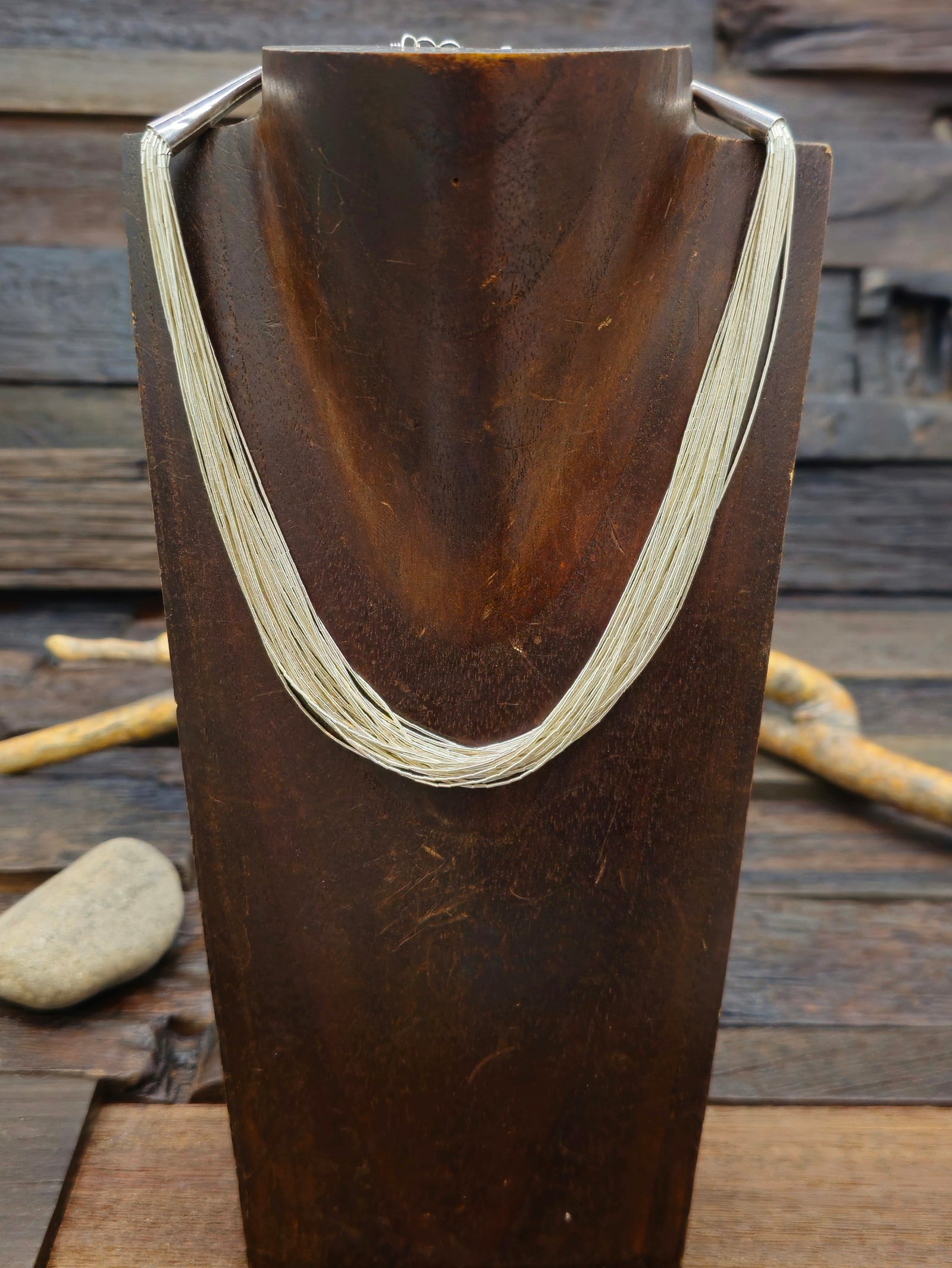 30 Strand Liquid Silver Necklace - 16 In.