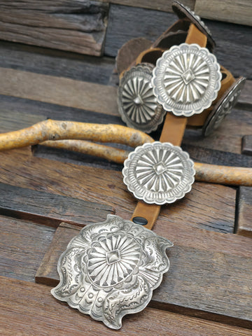 Sterling Silver Concho Belt by Geraldine Yazzie - 60 in.