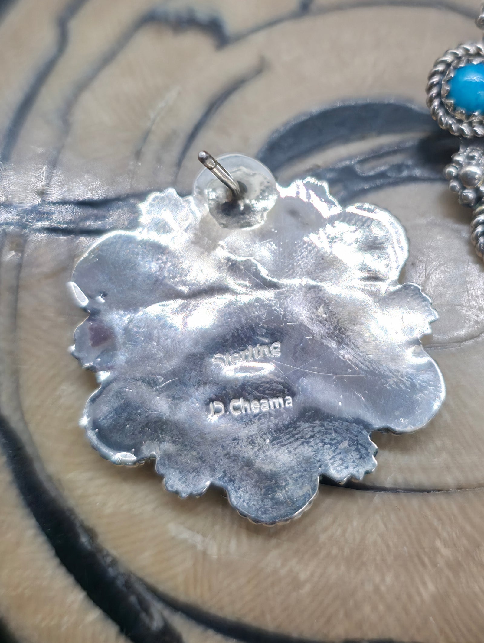 Sterling Silver Blue Turquoise Post Cluster Earrings by Dillon Cheama