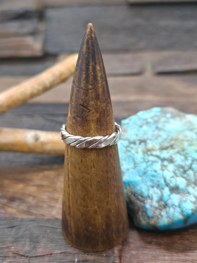 Sterling Silver Twisted Wire Ring by Verna Tahe - Size 12