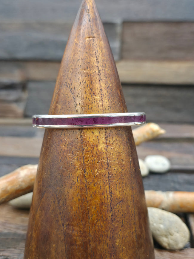 Sterling Silver Purple Spiny Channel Inlay Cuff Bracelet by Larry Loretto - 6 1/4 in. with Gap