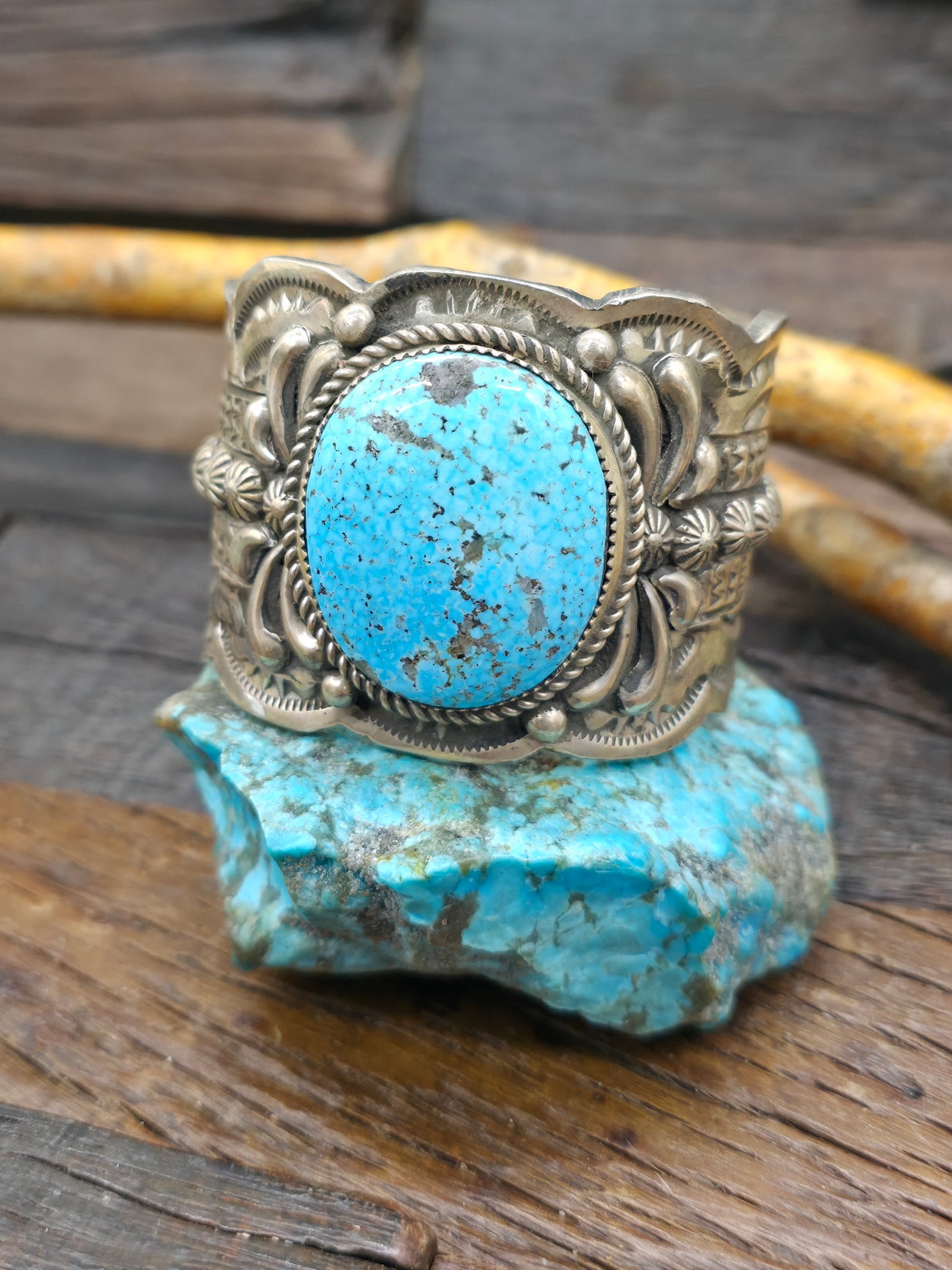 Kingman Turquoise Sterling Silver Cuff by Richard Jim - 6 1/4 in.  with Gap