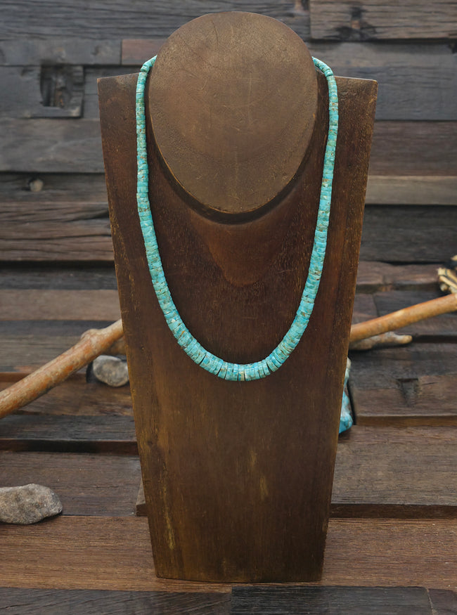 Graduated Blue Turquoise Heishi Necklace - 18 in.