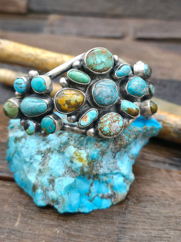 Zuni Needlepoint Turquoise Squash Blossom Necklace and Earring Set