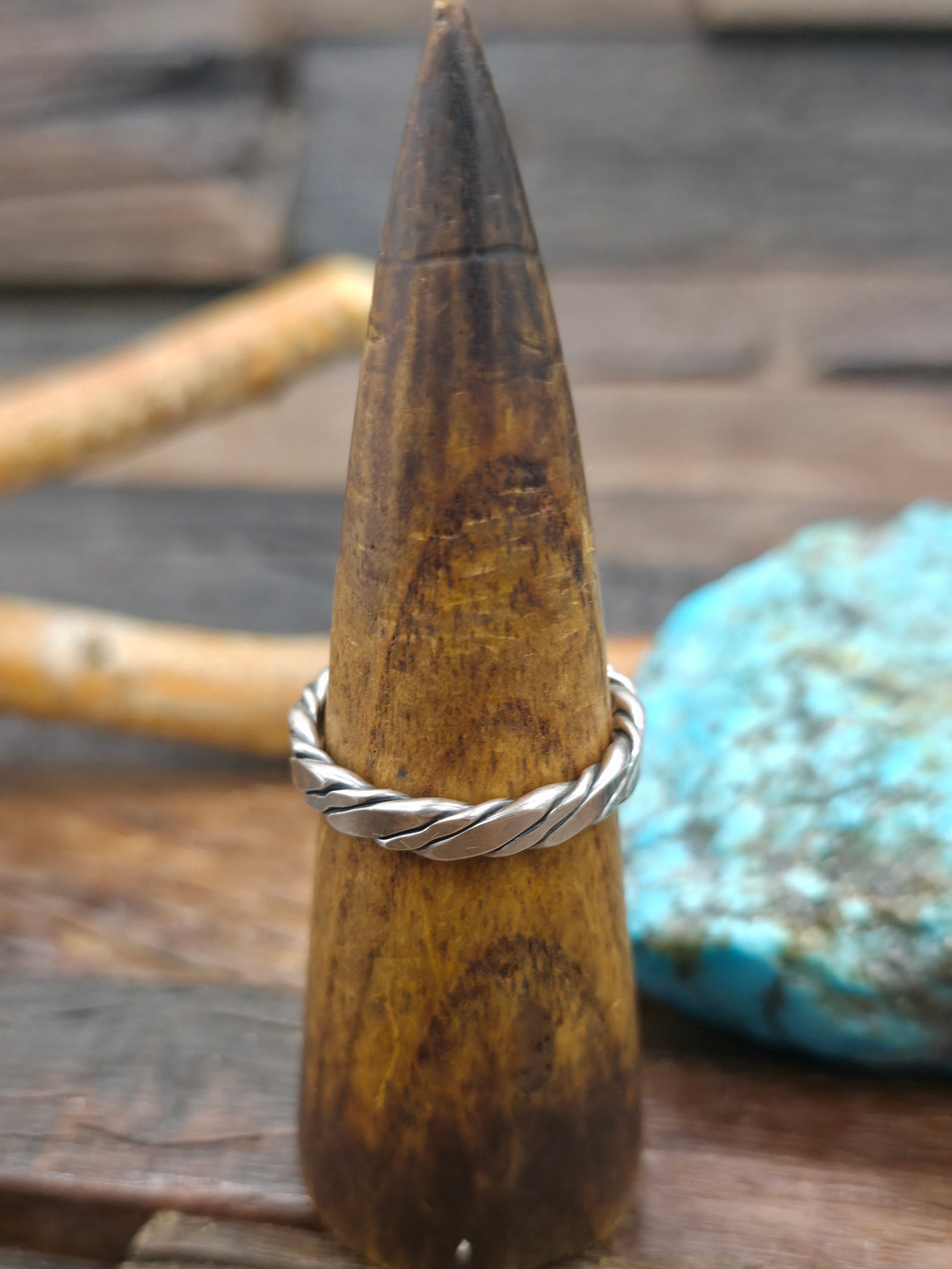 Sterling Silver Twisted Wire Ring by Verna Tahe - Size 14