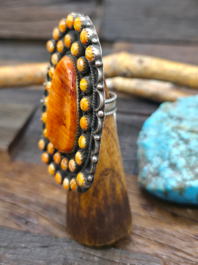 Sterling Silver Orange Spiny Cluster Ring by Devin Brown - Size 9