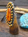 Sterling Silver Orange Spiny Cluster Ring by Devin Brown - Size 9