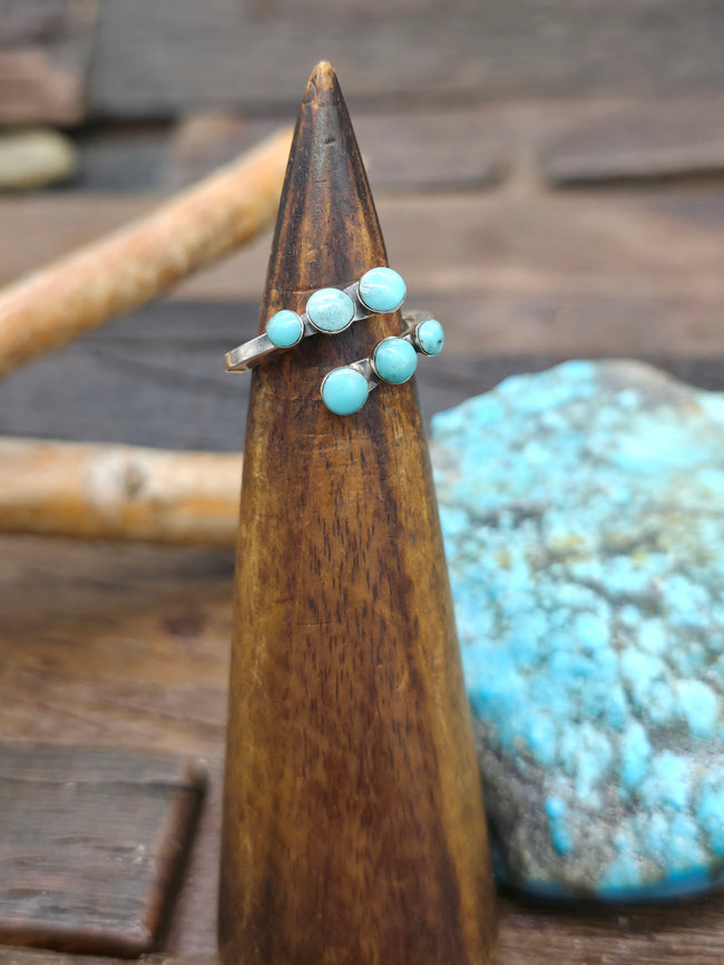 Wraparound Sterling Silver Turquoise Six Stone Ring - Adjustable