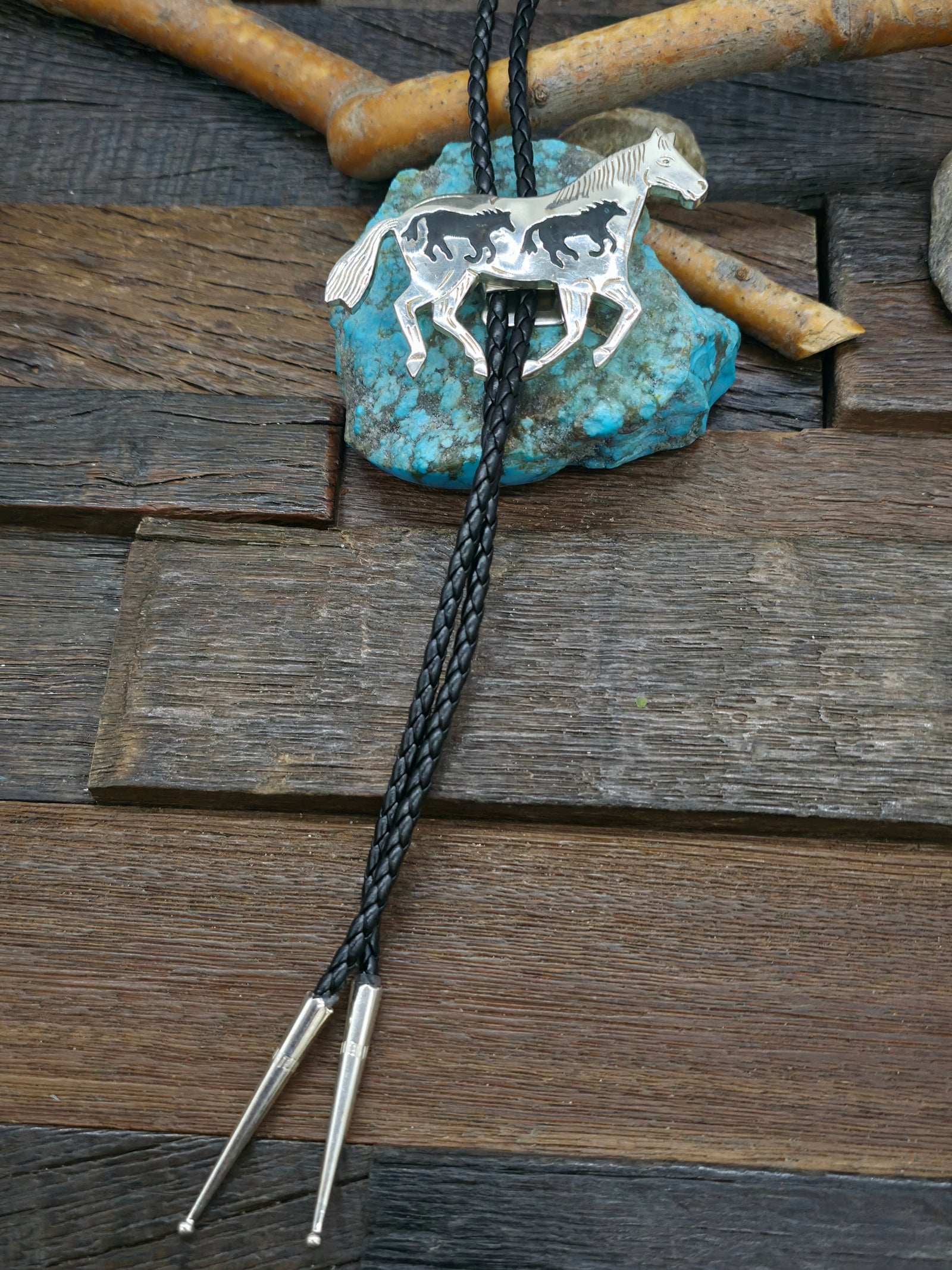 Sterling Silver Running Horse Bolo Tie by Alonso Mariano - 36 in.