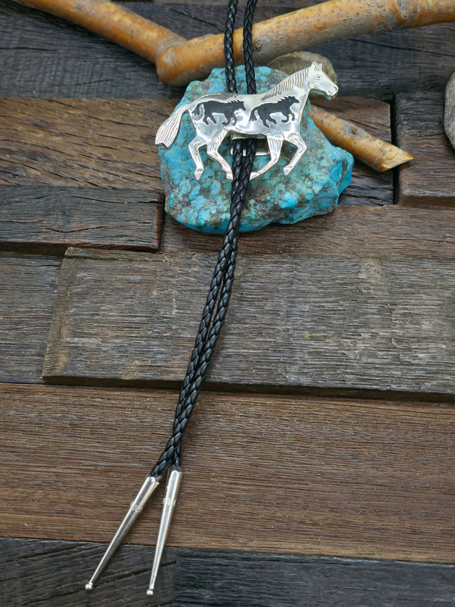 Sterling Silver Running Horse Bolo Tie by Alonso Mariano - 36 in.