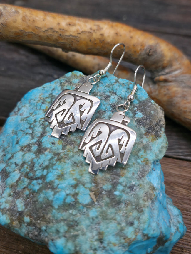 Stamped Sterling Silver Eagle Dangle Earrings by Sonny Gene