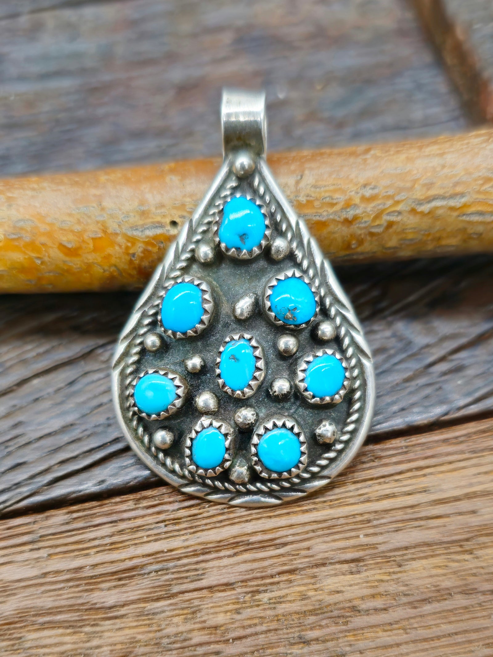 Vintage/Estate Sterling Turquoise Cluster Pendant