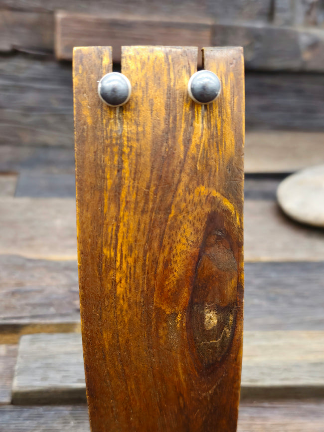 Sterling Silver Oxidized Bead Post Earrings