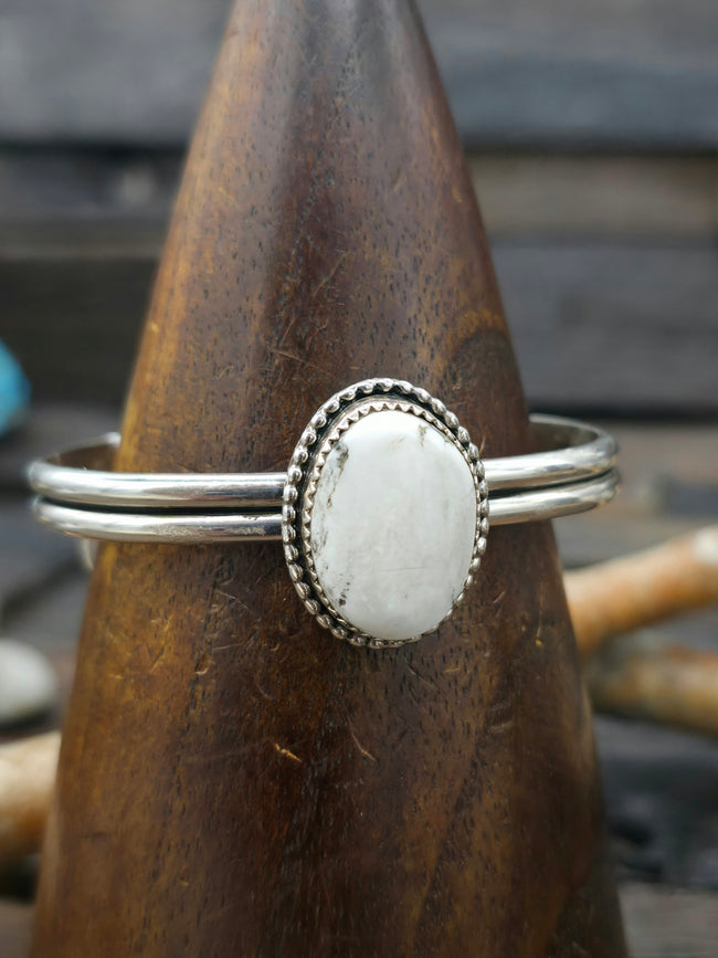 Sterling Silver White Buffalo Cuff by Rosella Paxton - 6 1/2 in.