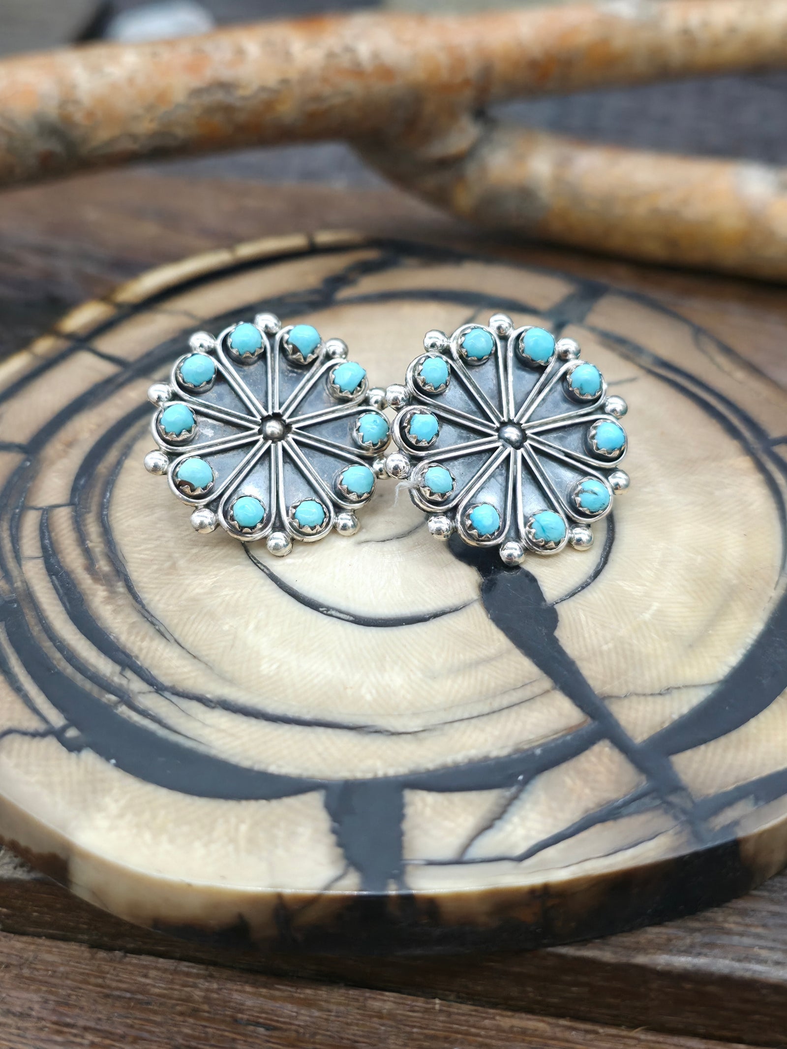 Sterling Silver and Turquoise Post Earrings by Margelina Luna