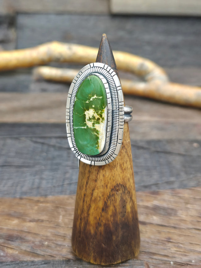 Sterling Silver and Royston Turquoise Ring by Walter Vandever - Adjustable