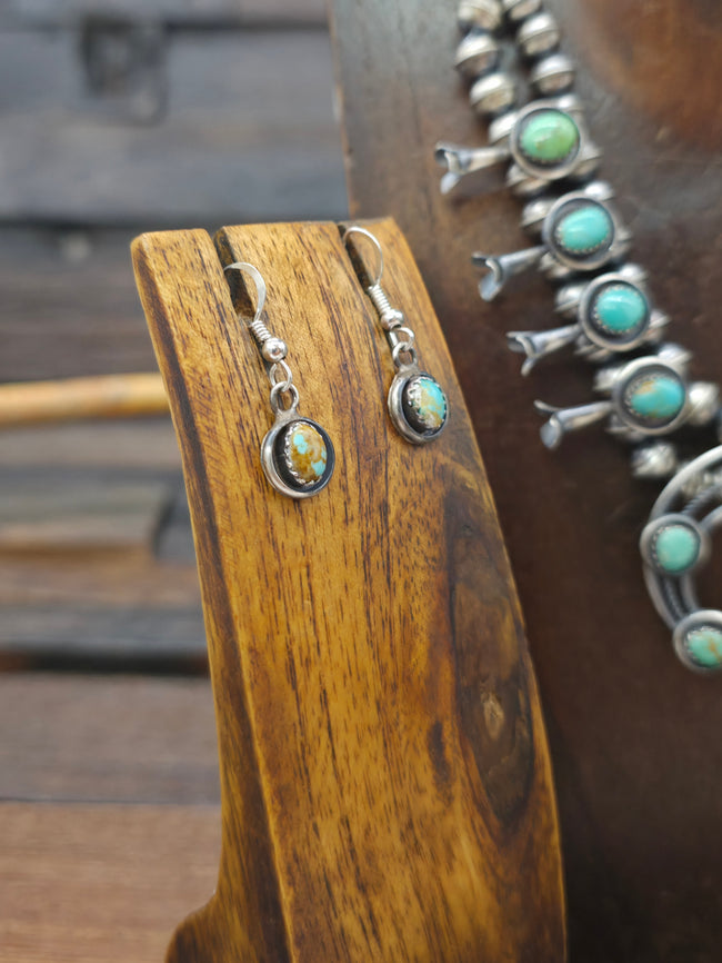 Sterling Silver Green Turquoise Squash Blossom Necklace and Earring Set by Phil and Lenora Garcia - 18 in.