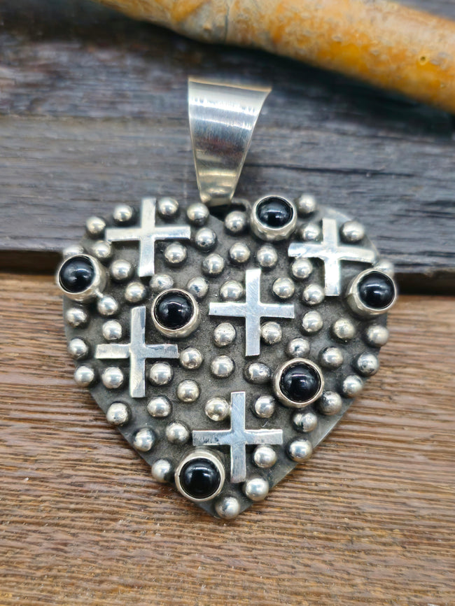 Heart Pendant with Onyx by Geneva Apachito