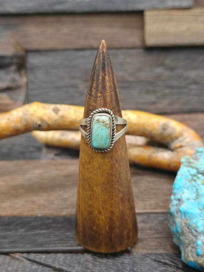 Sterling Silver Sonoran Turquoise Ring by "TR" - Size 9 1/2